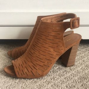 Brown open toed booties